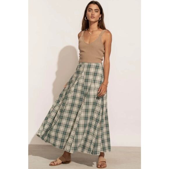 Bohme Sachi Plaid Skirt in Blue Green XL - Picture 1 of 6